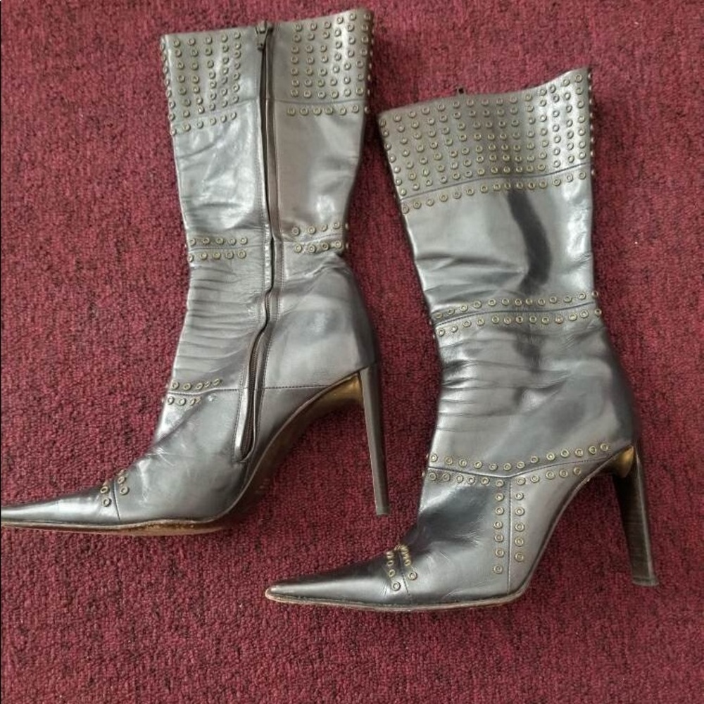 Goffredo Fantini Leather and Grommet Boots